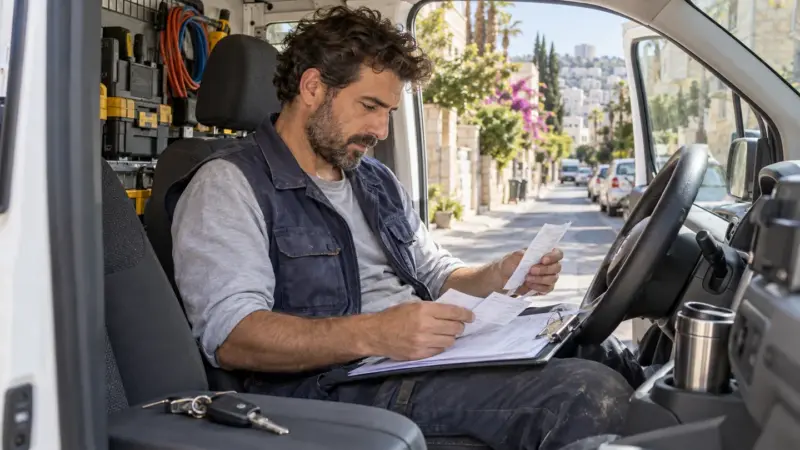 עצמאי בודק הוצאות רכב ברכב חונה