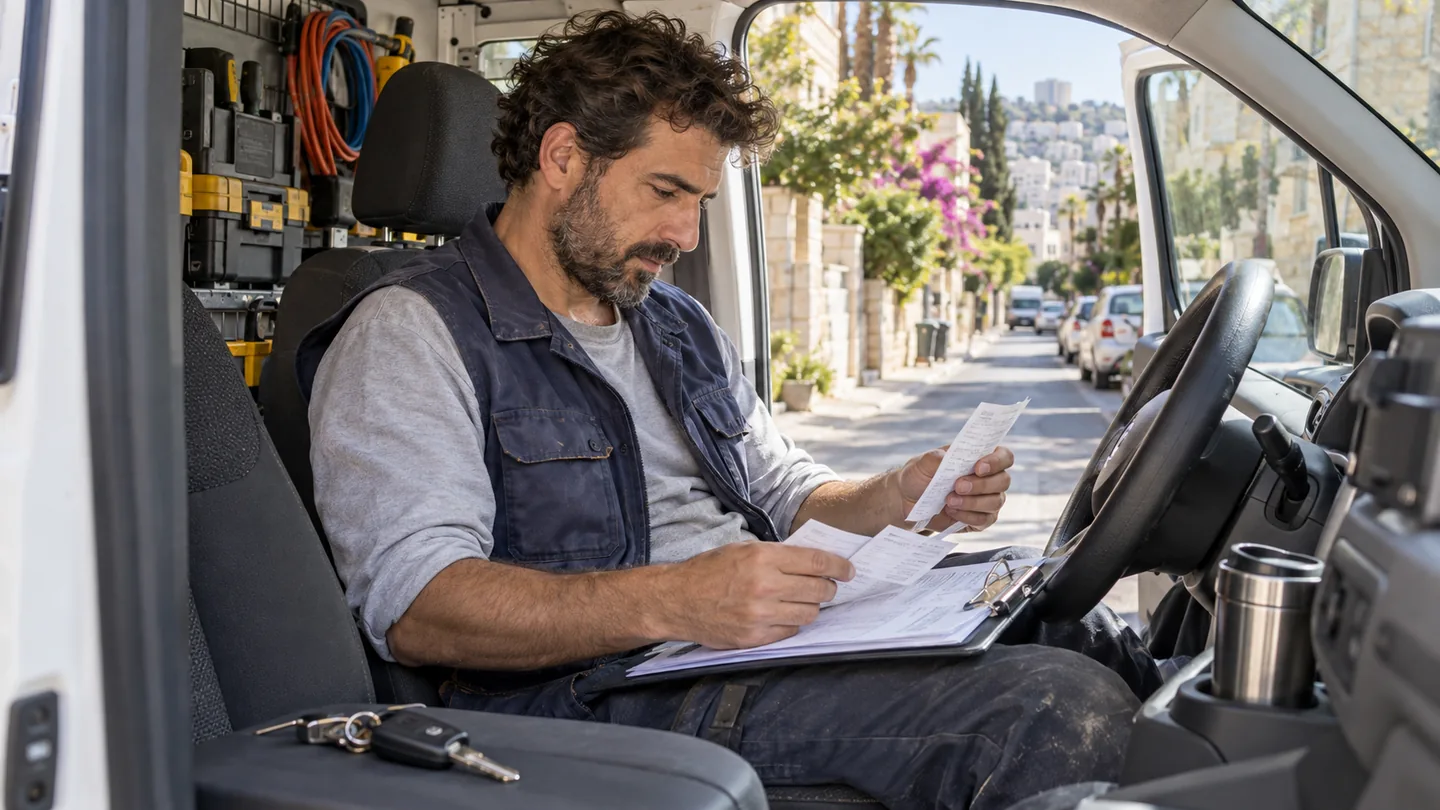 עצמאי בודק הוצאות רכב ברכב חונה
